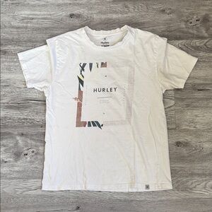 Hurley White Short-Sleeve Tee with Multicolor Framed Graphic